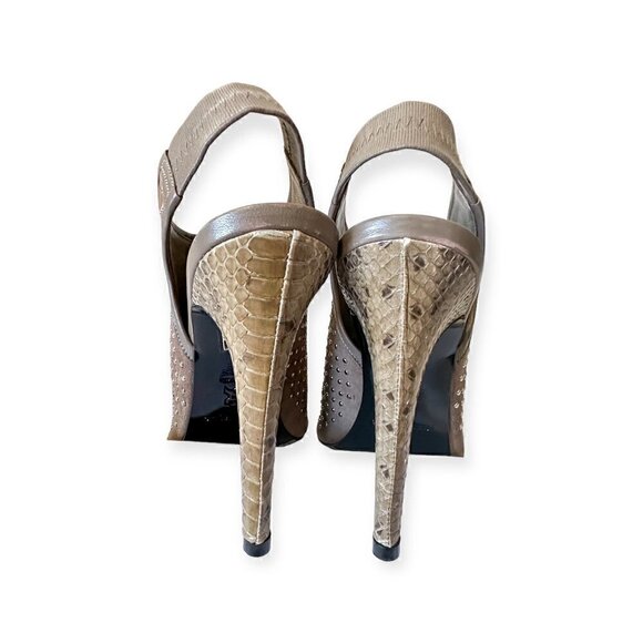 Jenni Kayne Gauntlet Studded Suede Slingback Sandals, Taupe, Size 38EU, New in B - Picture 9 of 15
